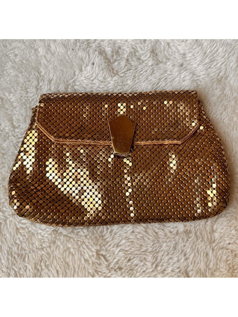 Vintage Whiting & Davis Gold Mesh Coin Purse / Mini Clutch – Made in USA